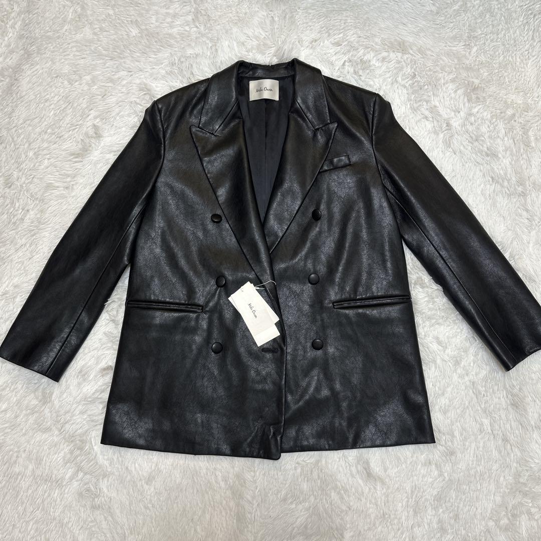 ⭐️新品　未使用品　Mila Owenフェイクレザービッグショルダージャケット　黒