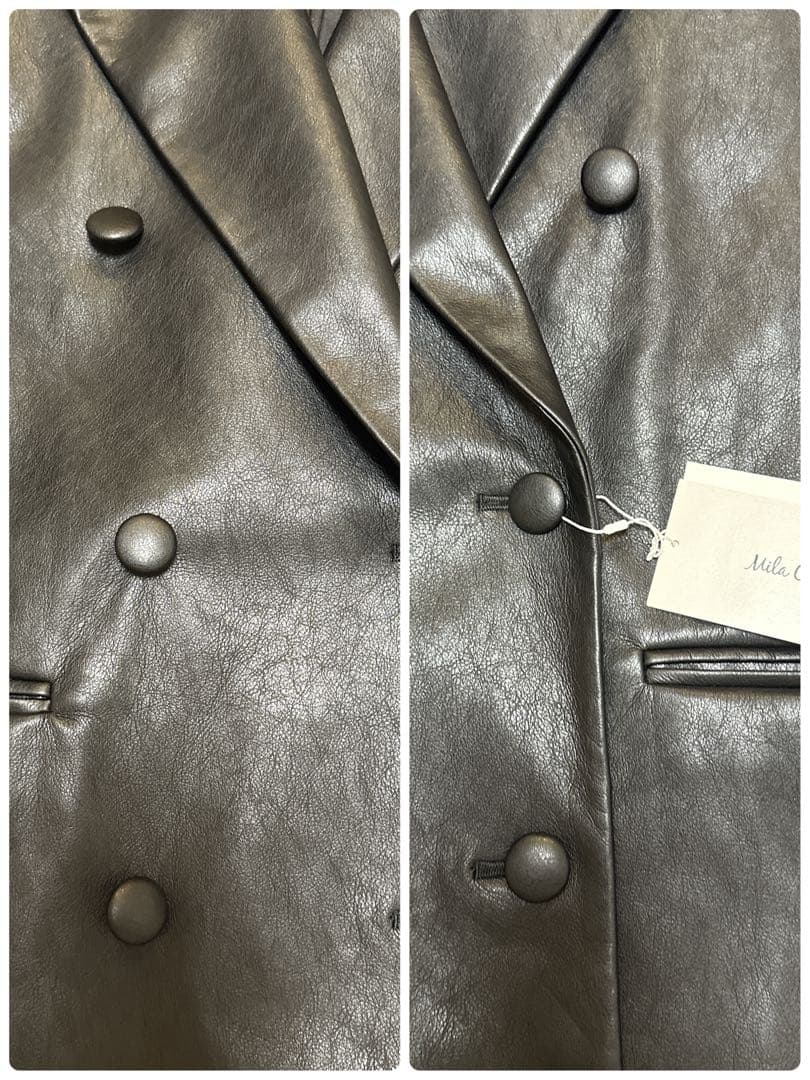 ⭐️新品　未使用品　Mila Owenフェイクレザービッグショルダージャケット　黒