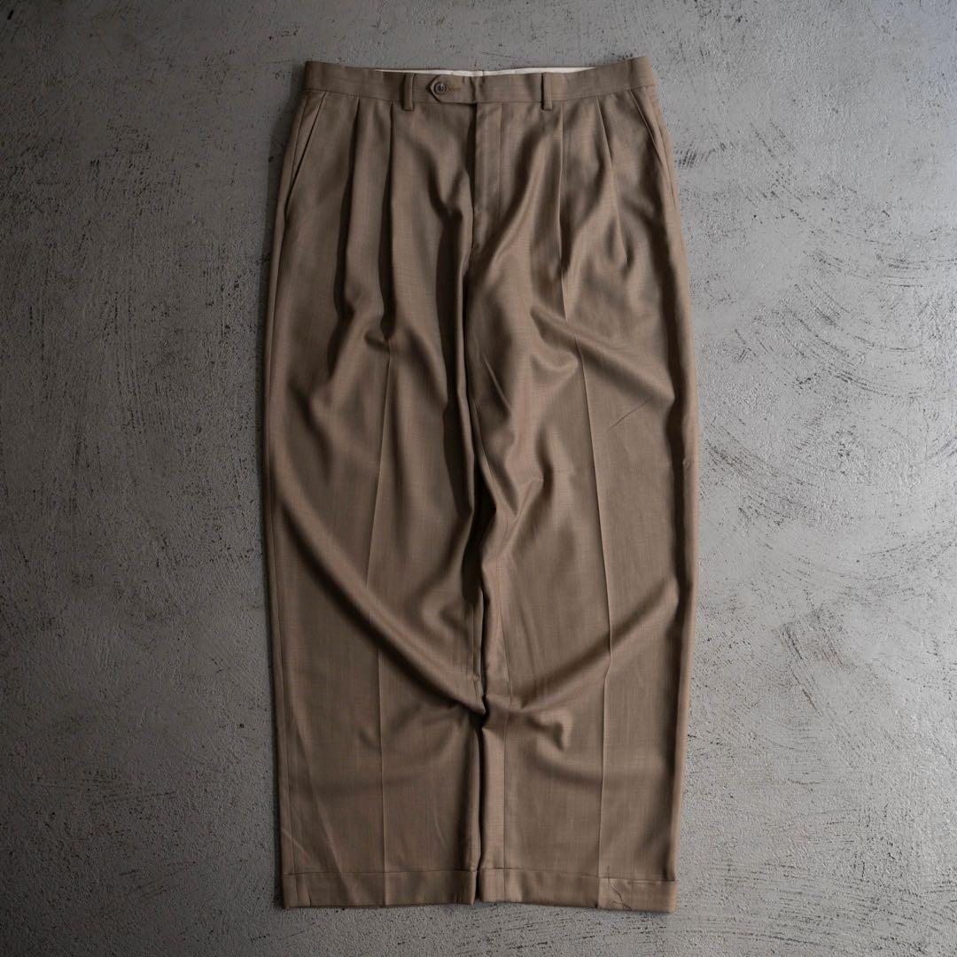 90s Ralph Lauren レーヨン×ポリ ツータック ワイドスラックス