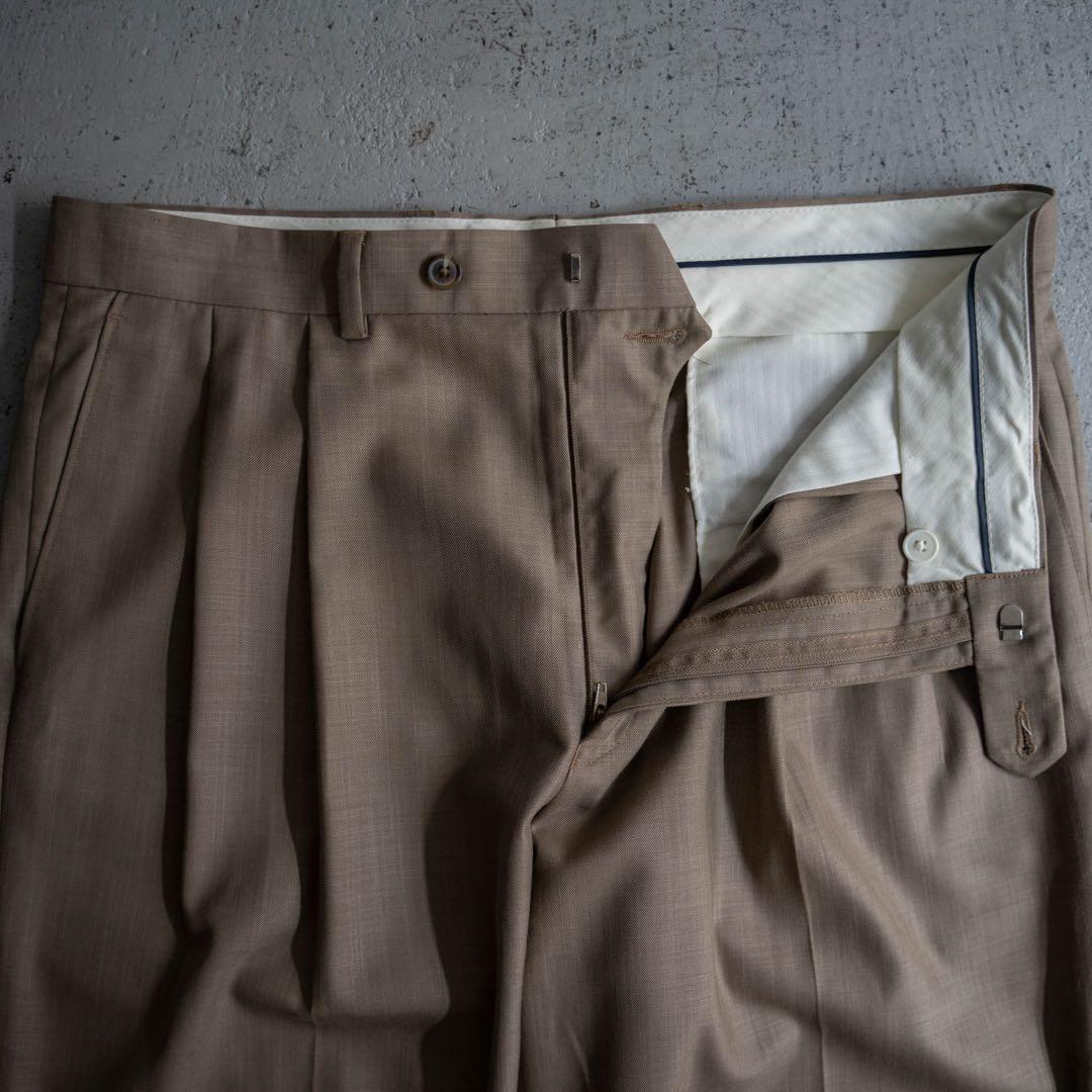 90s Ralph Lauren レーヨン×ポリ ツータック ワイドスラックス