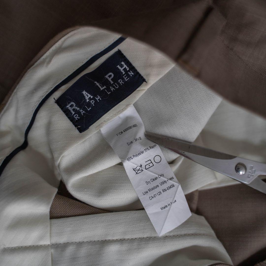 90s Ralph Lauren レーヨン×ポリ ツータック ワイドスラックス