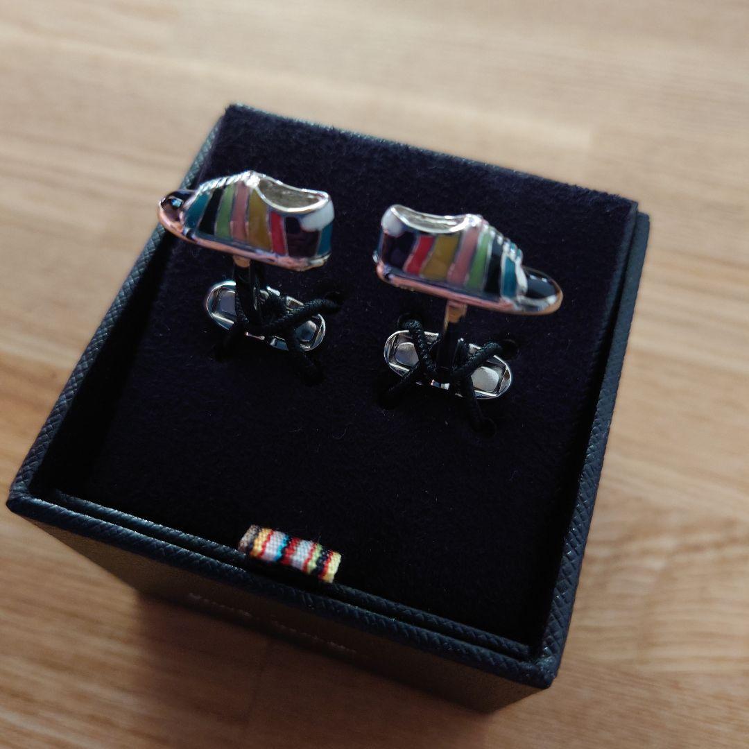 ポールスミス　マルチストライプ柄　靴の形のカフス　新品　ケース付き