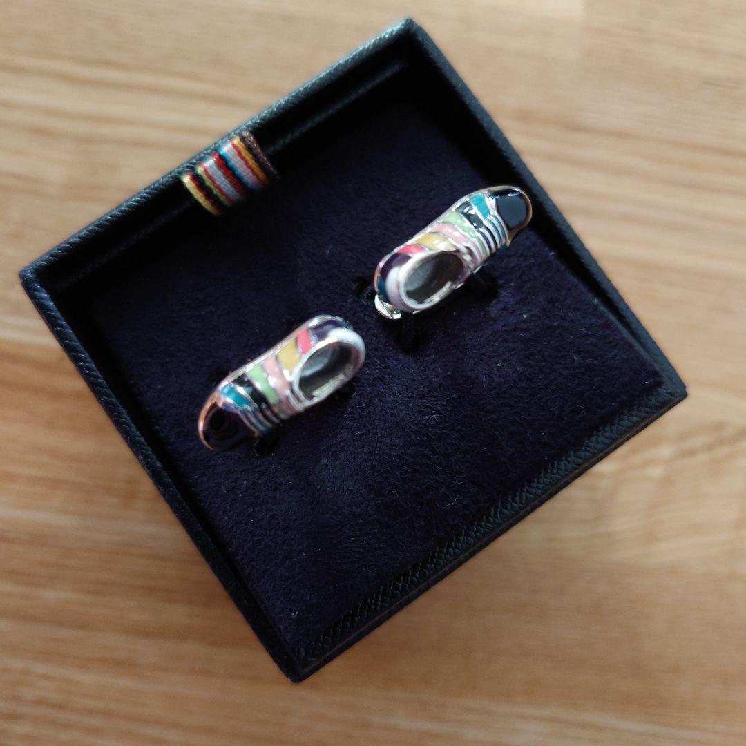 ポールスミス　マルチストライプ柄　靴の形のカフス　新品　ケース付き