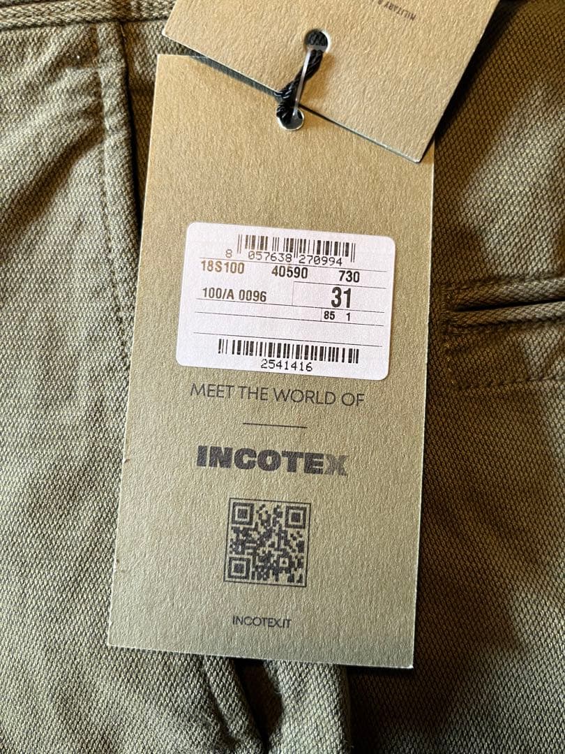 新品未使用/INCOTEX(インコテックス)100番モデル/33/チノパンツ/D