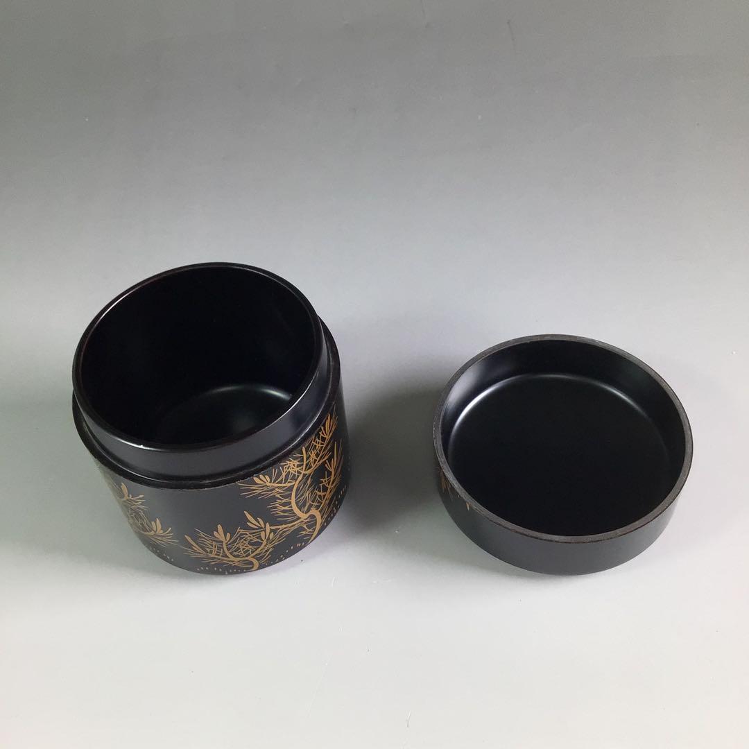 Ｒ３２９　棗　『前端春斎作』『草木蒔絵』『雪吹棗』　共箱　茶道具