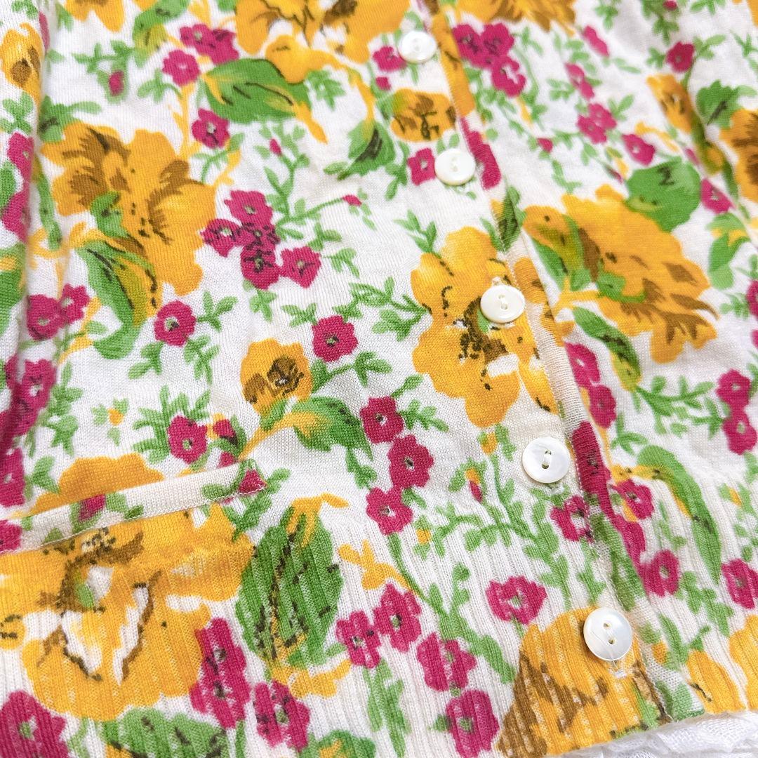【美品】ディオール♡ガリアーノ期 カシミヤ100% 花柄 ニット カーディガン