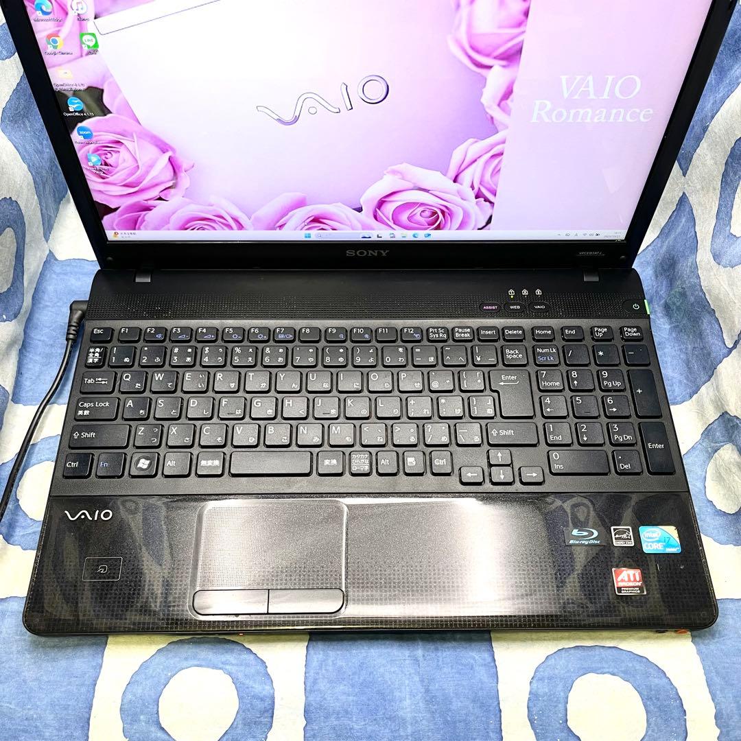人気VAIO♡爆速SSD512G☆i7☆大人な黒♪ブルーレイ&カメラ！Win11