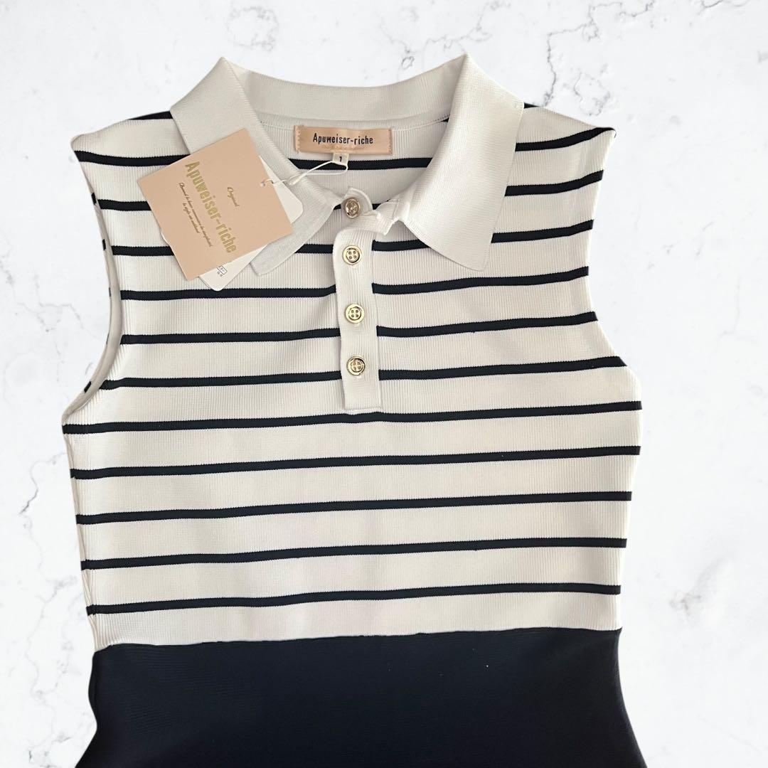 新品 アプワイザーリッシェ 冨張愛さんコラボ 完全完売 ボーダー上品ワンピース