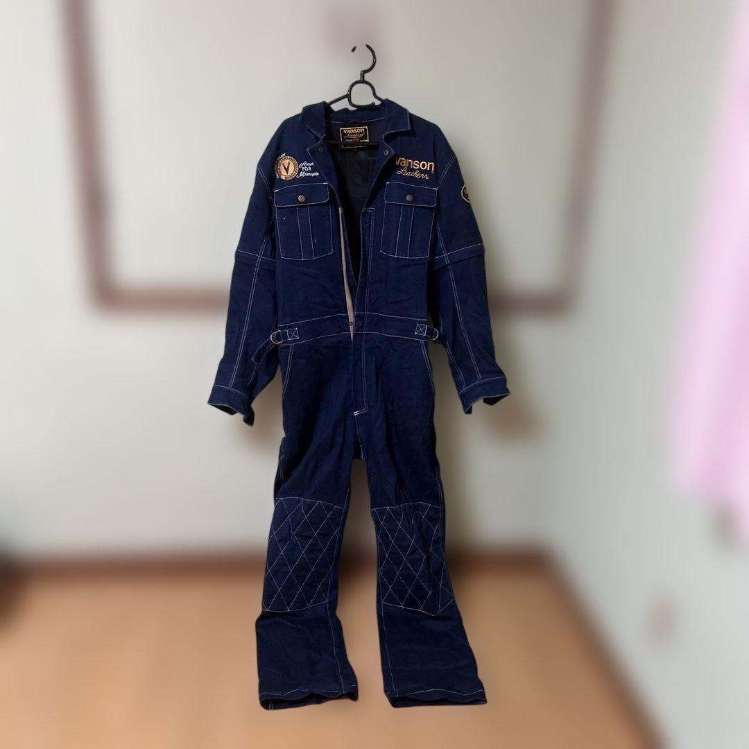 【ホッコウ太】vanson デニムオーバーオール ネイビー