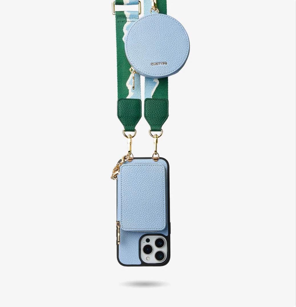 custype ライトブルー iPhone14proケース ストラップ付き 美品