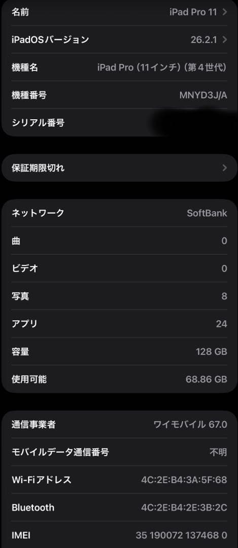 【極美品】iPad Pro 11 第4世代 128GB セルラー SIMフリー