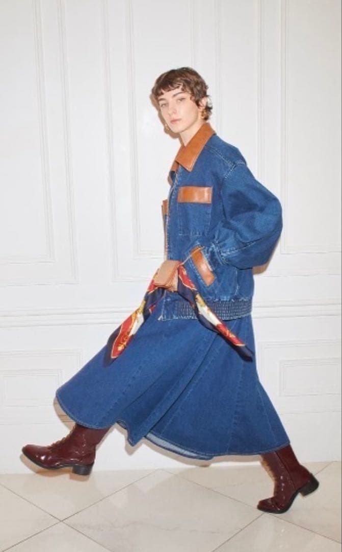 moussy F/LEATHER COLLAR DENIM ジャケット