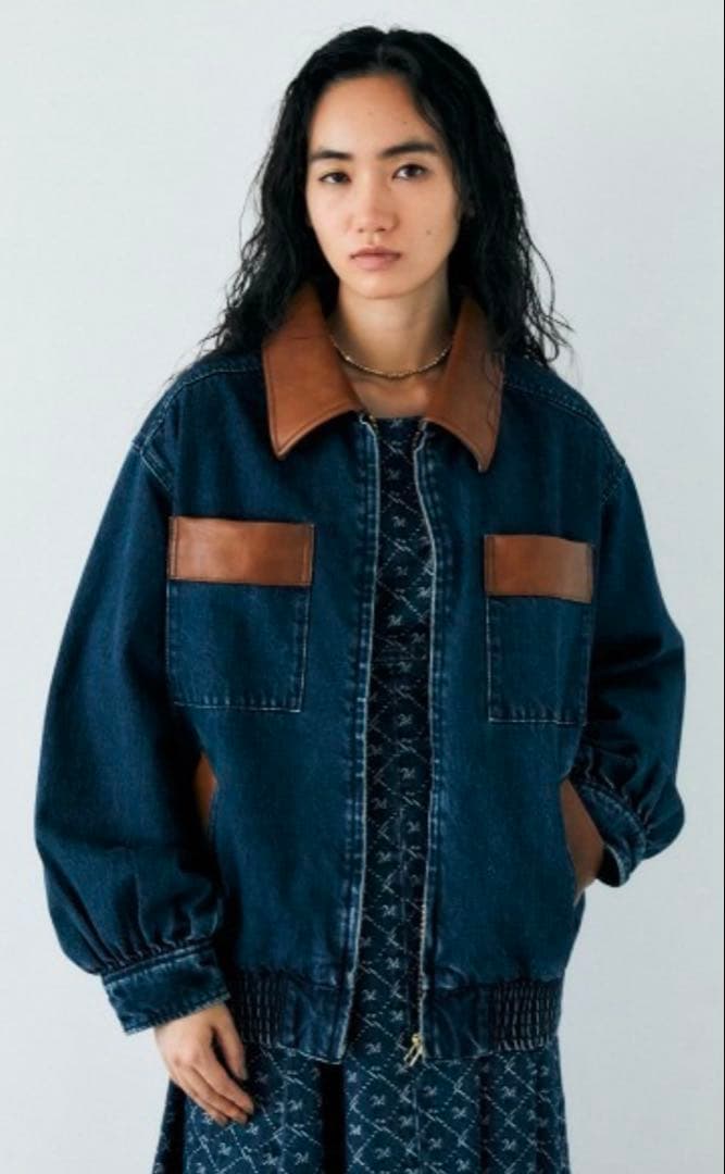moussy F/LEATHER COLLAR DENIM ジャケット