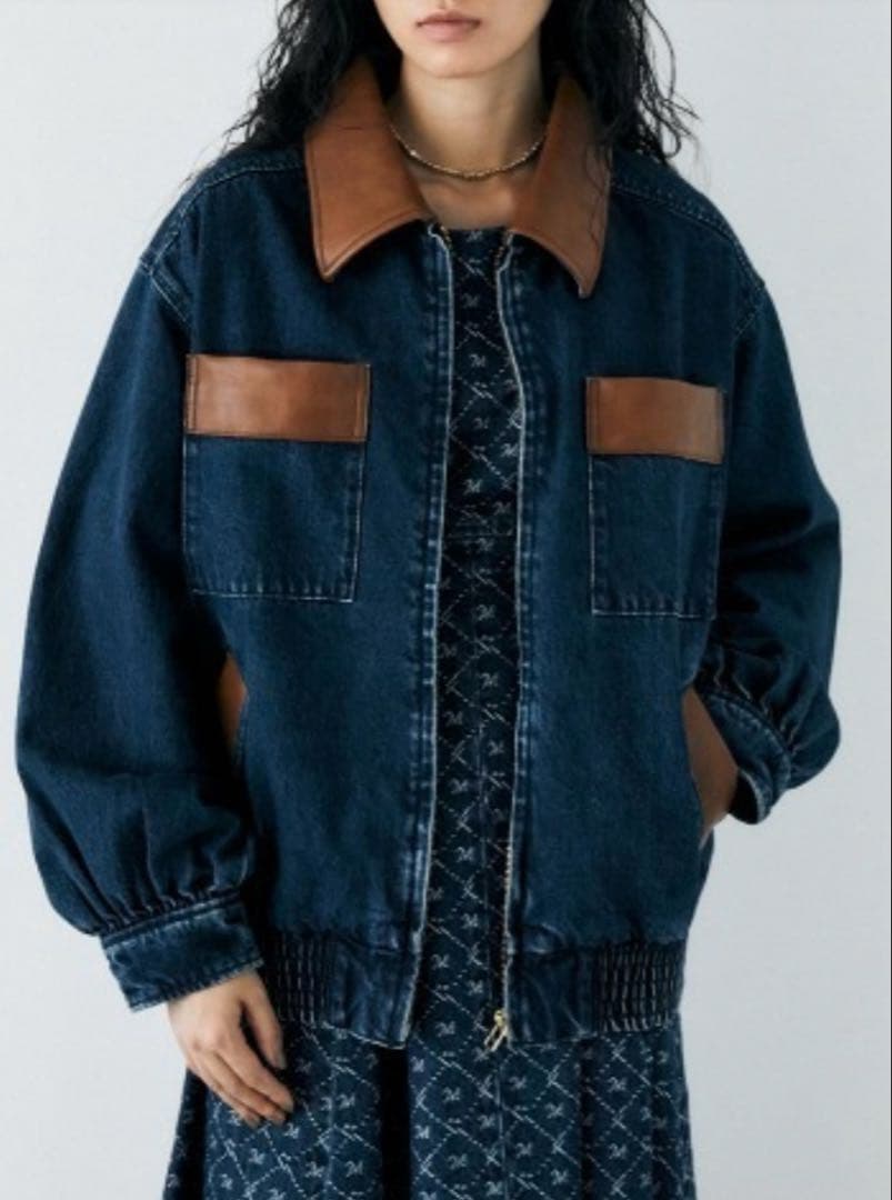 moussy F/LEATHER COLLAR DENIM ジャケット