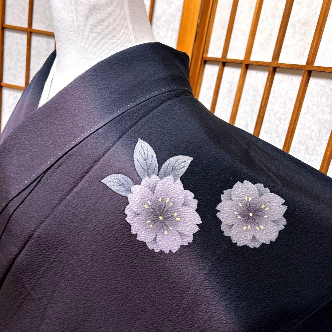 正絹　ちりめん　付け下げ《ぼかし　花》