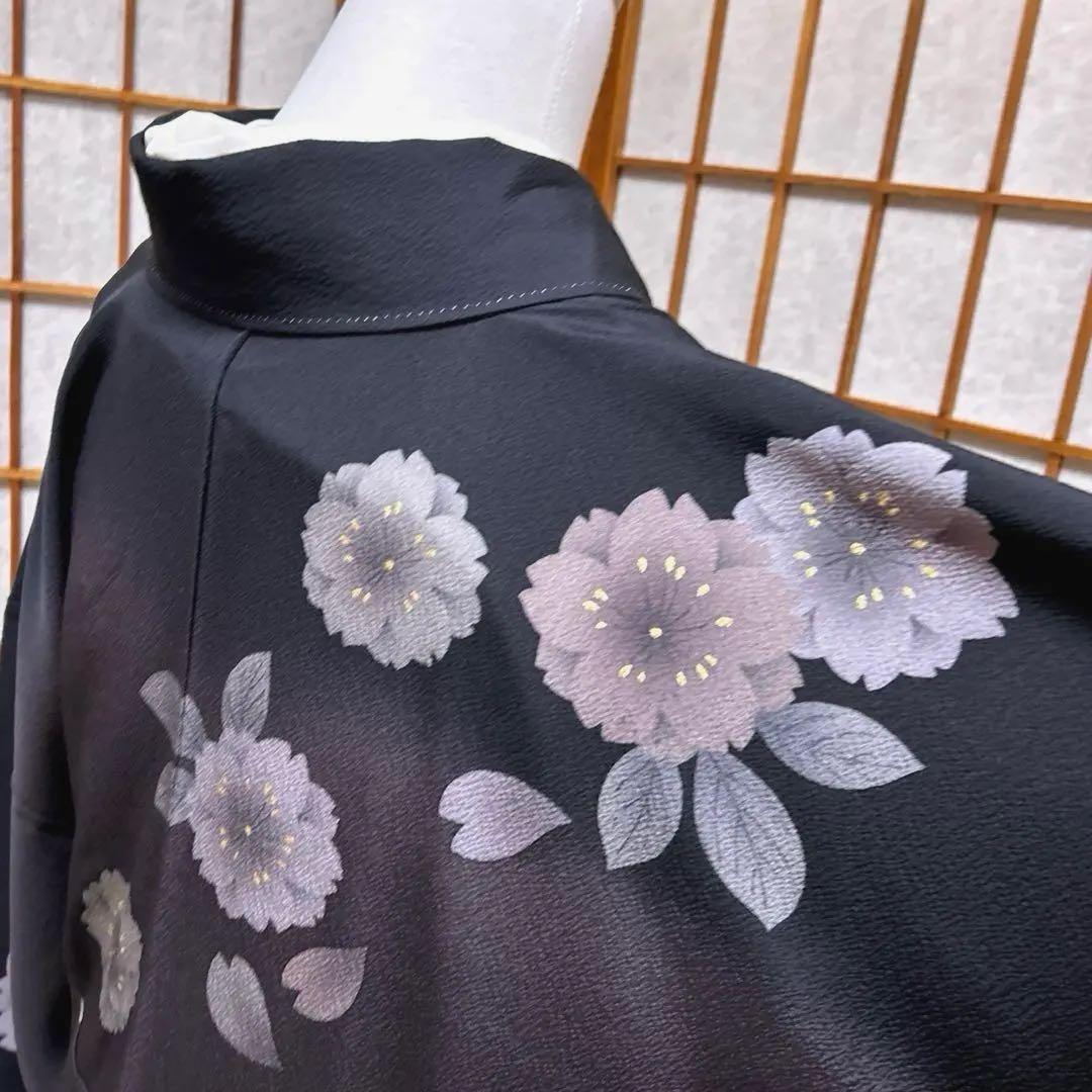 正絹　ちりめん　付け下げ《ぼかし　花》