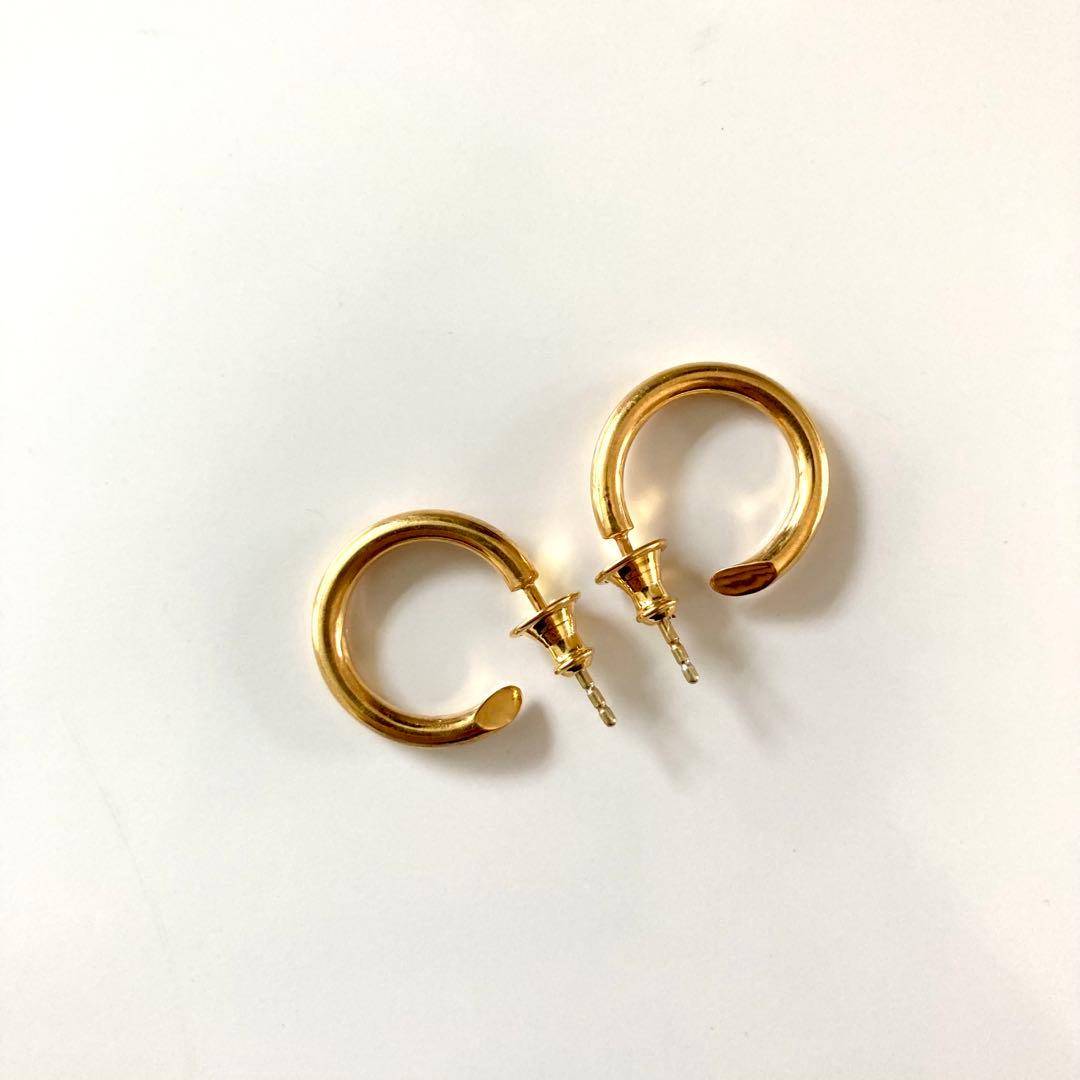 両耳ゴールド　2.5×18mm フープピアス　シルバー925