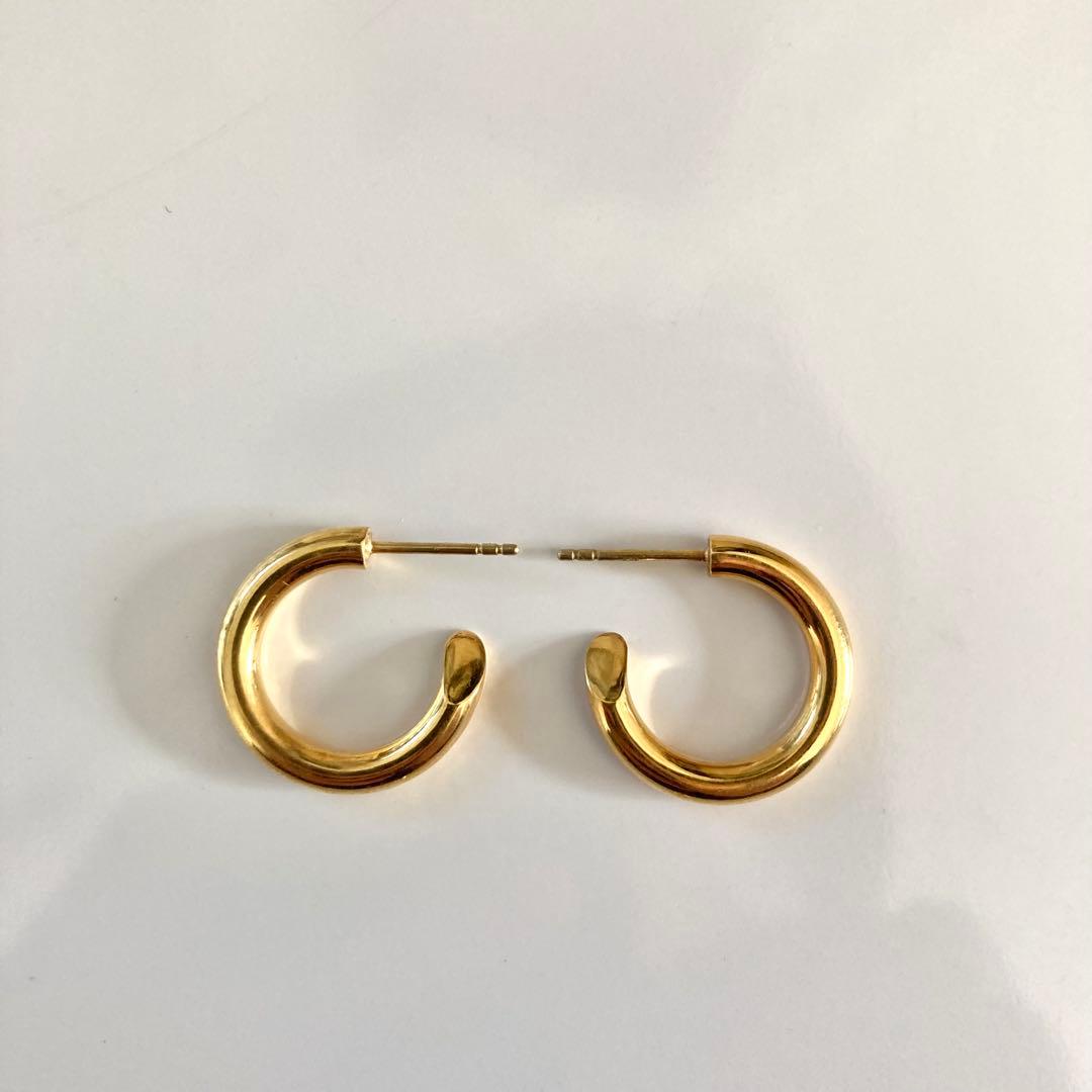 両耳ゴールド　2.5×18mm フープピアス　シルバー925