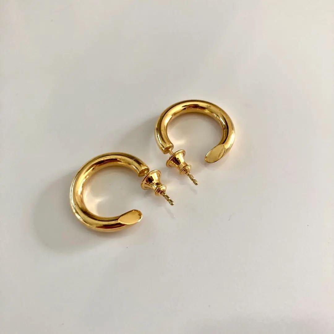 両耳ゴールド　2.5×18mm フープピアス　シルバー925