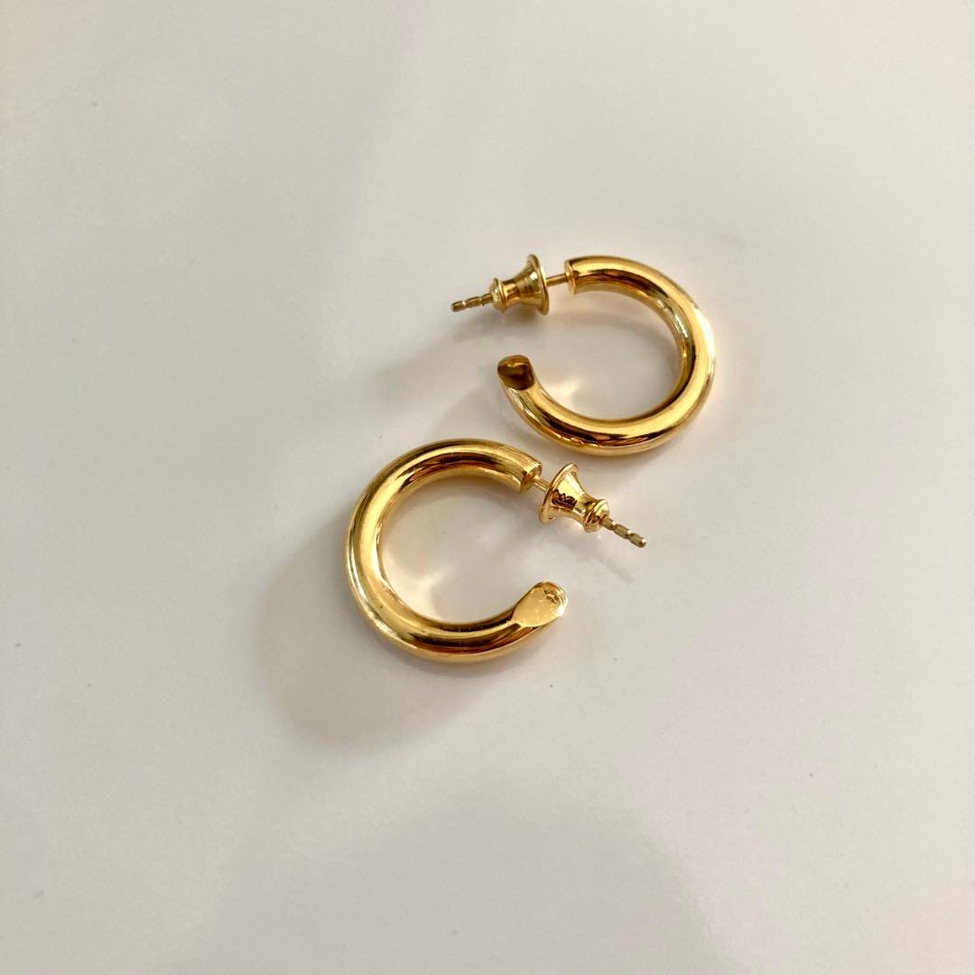 両耳ゴールド　2.5×18mm フープピアス　シルバー925