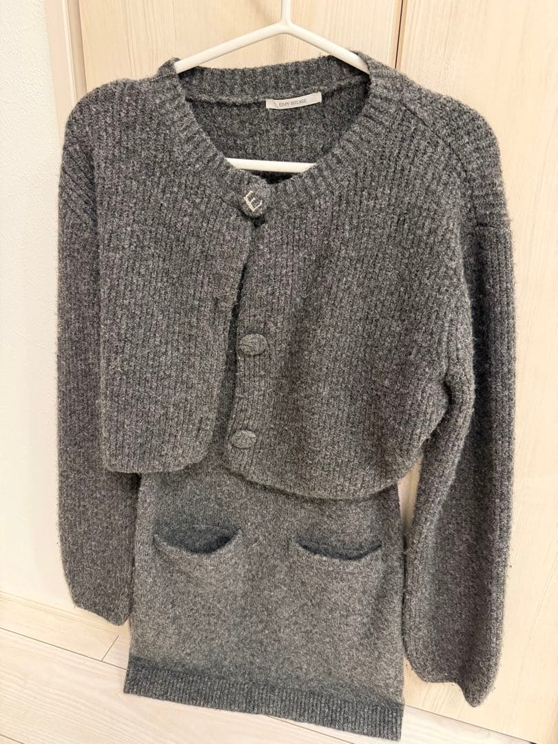 グレー GLAY ロゴボタンニットセットワンピース EIMY ISTOIRE