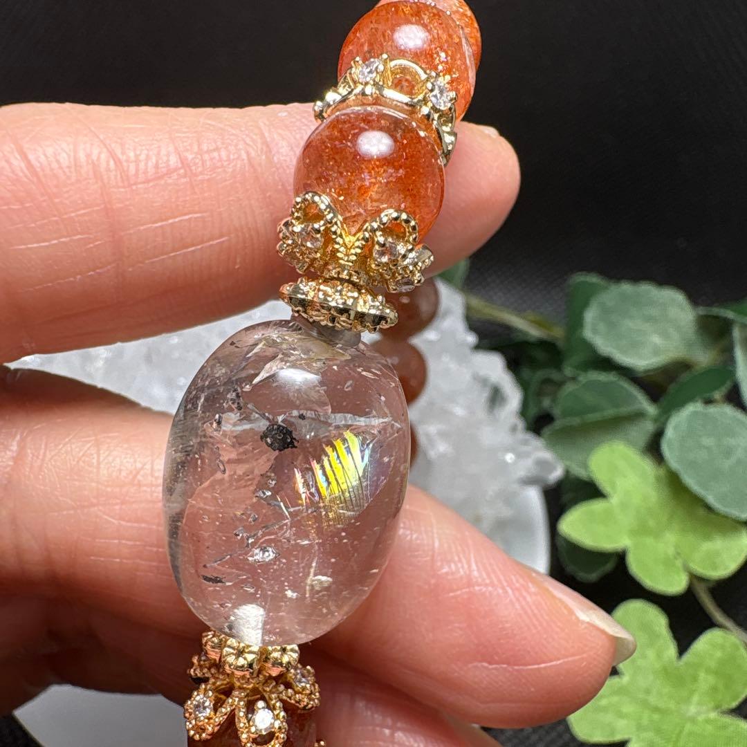 ＊みだきゆ様＊水入り　流砂入り　虹入り水晶　サンストーン　ブレスレット