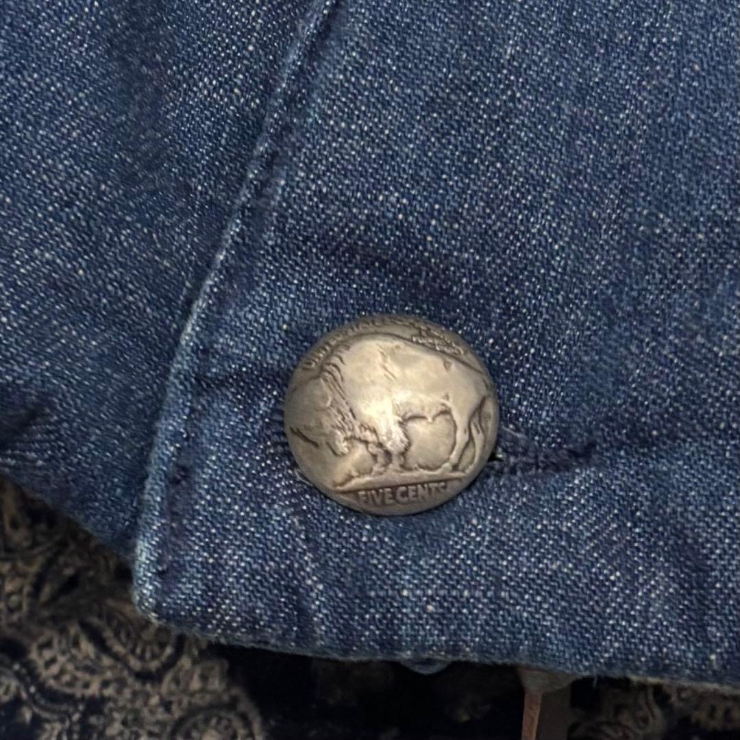 美品 濃紺 レミレリーフ 裏バンダナ デニム コンチョ ダウン ベスト L 切替