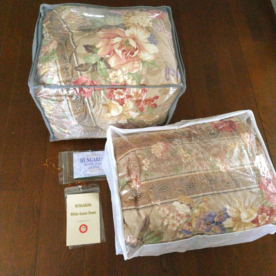 【紫帆様】ハンガリー産ホワイトダック・グースダウン　ツインダウン布団