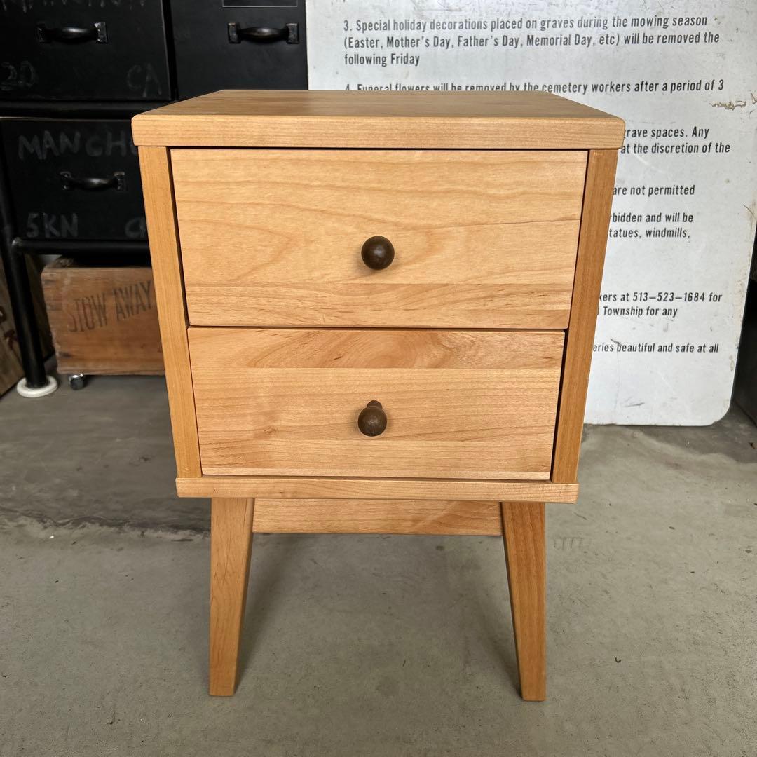 ベルメゾン 天然木アルダー材 サイドチェスト ナイトテーブル ナチュラル