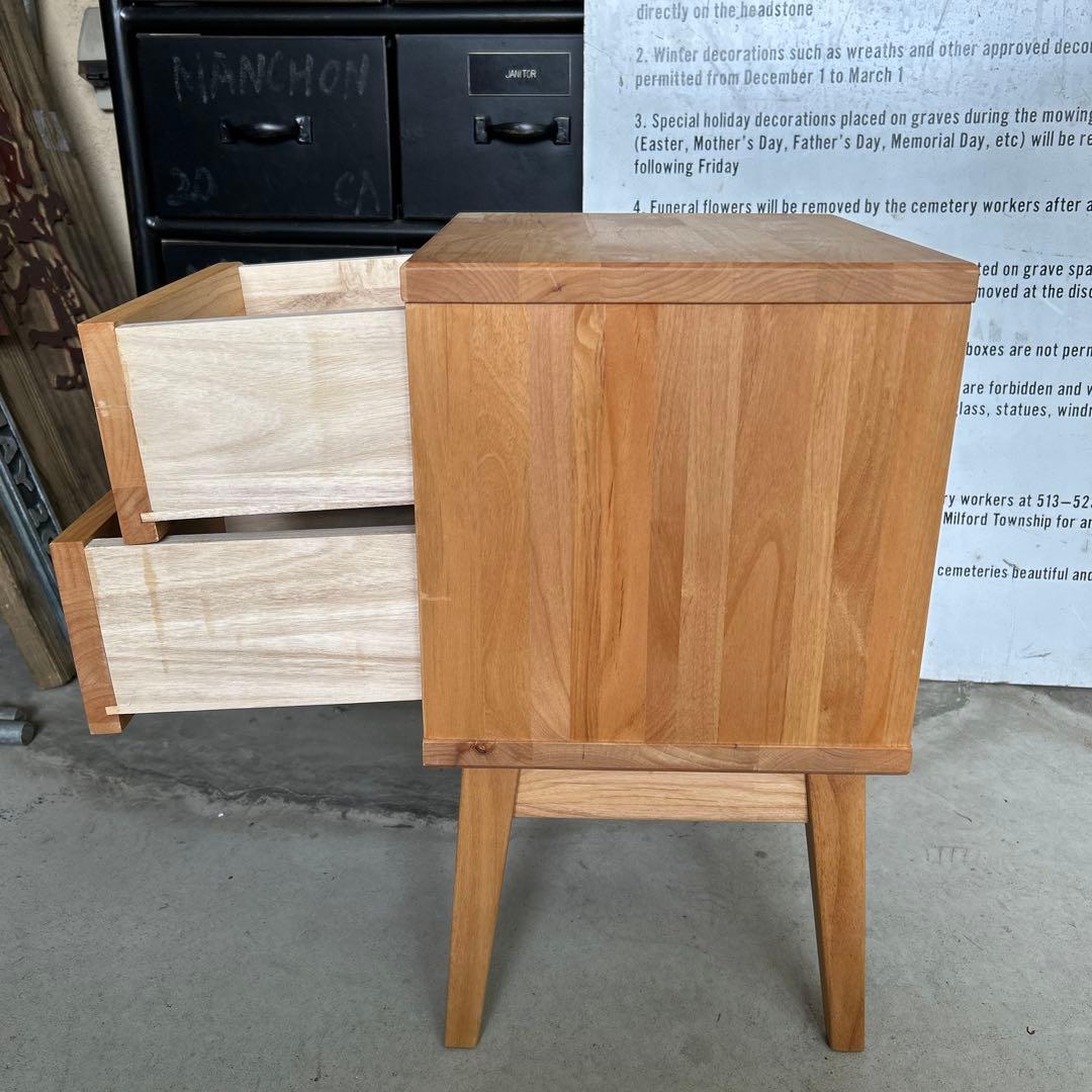 ベルメゾン 天然木アルダー材 サイドチェスト ナイトテーブル ナチュラル