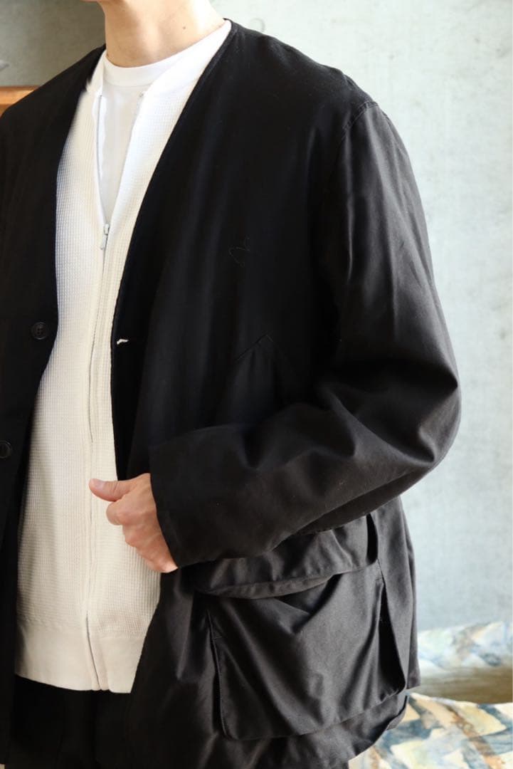 COMOLI 21SS コットンサテン ハンティングジャケット Black 3