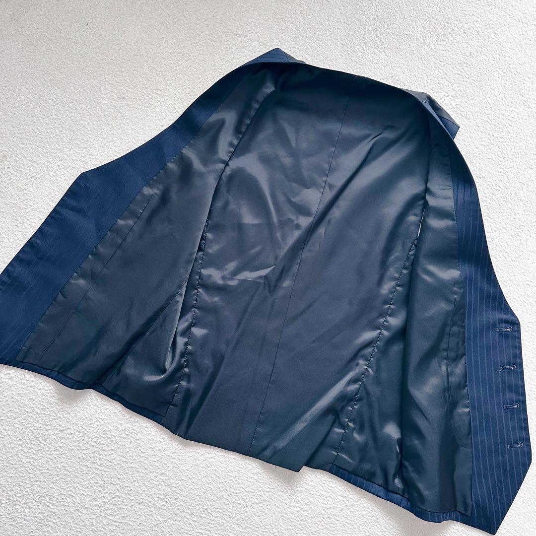 スーツセレクト　スリーピース　セットアップ　スーツ　ネイビー　ストライプ