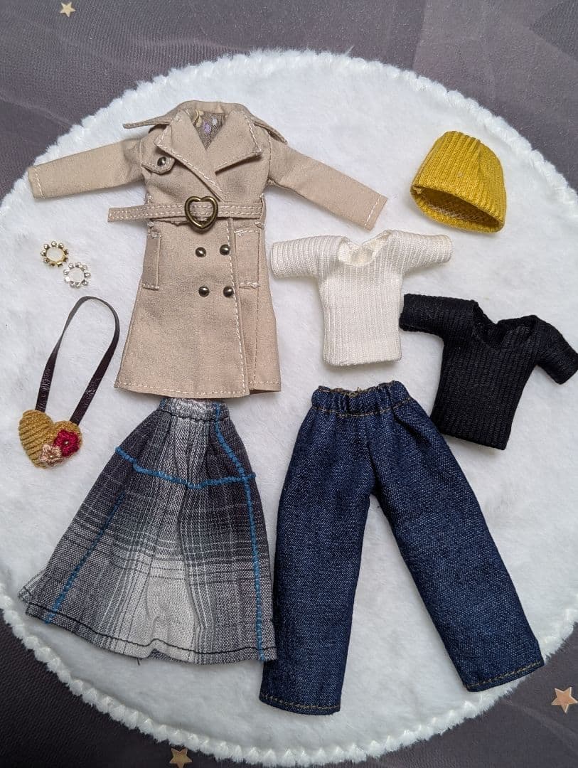 トレンチコートセット【８点】プレミアム着回し　美プラ　布服　1/12　ベージュ①