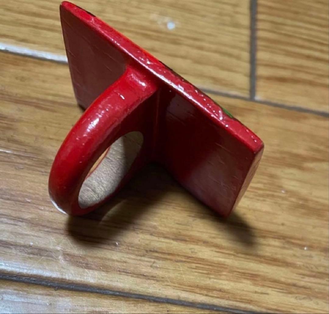 櫻妓　黒柿木製　デザインブローチ　漆塗り指輪＆イヤリングセット