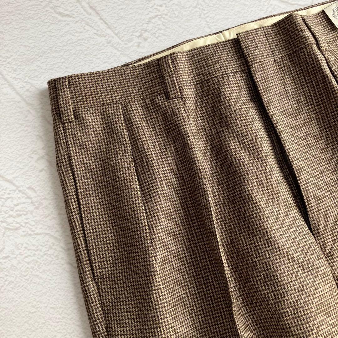 【新品未使用】J.プレス ウール スラックス チェック柄 ツータック 88cm