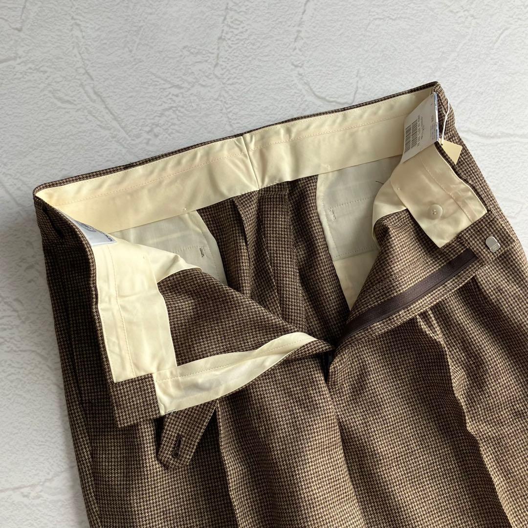 【新品未使用】J.プレス ウール スラックス チェック柄 ツータック 88cm