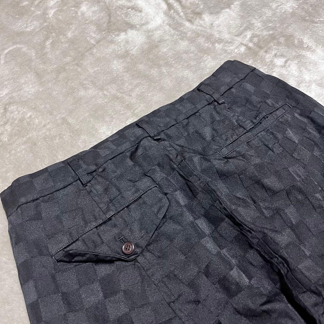 コムデギャルソン オムプリュス　ブロックチェック　ポリ縮絨　サルエル　ブラック