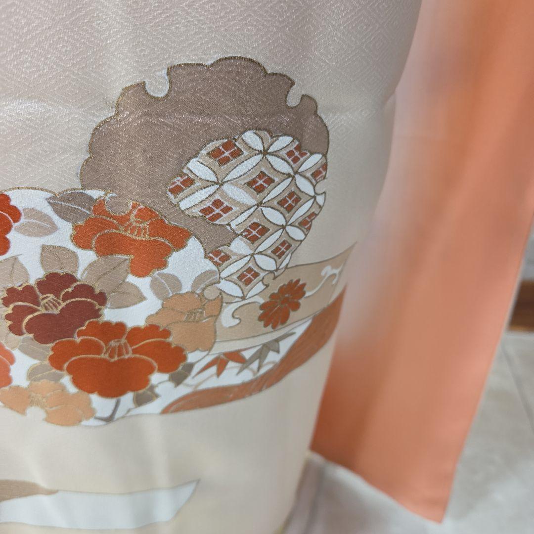 未使用、しつけ糸付き付け下げ訪問着4点フルセット、着物、袋帯、帯締め、帯揚げ