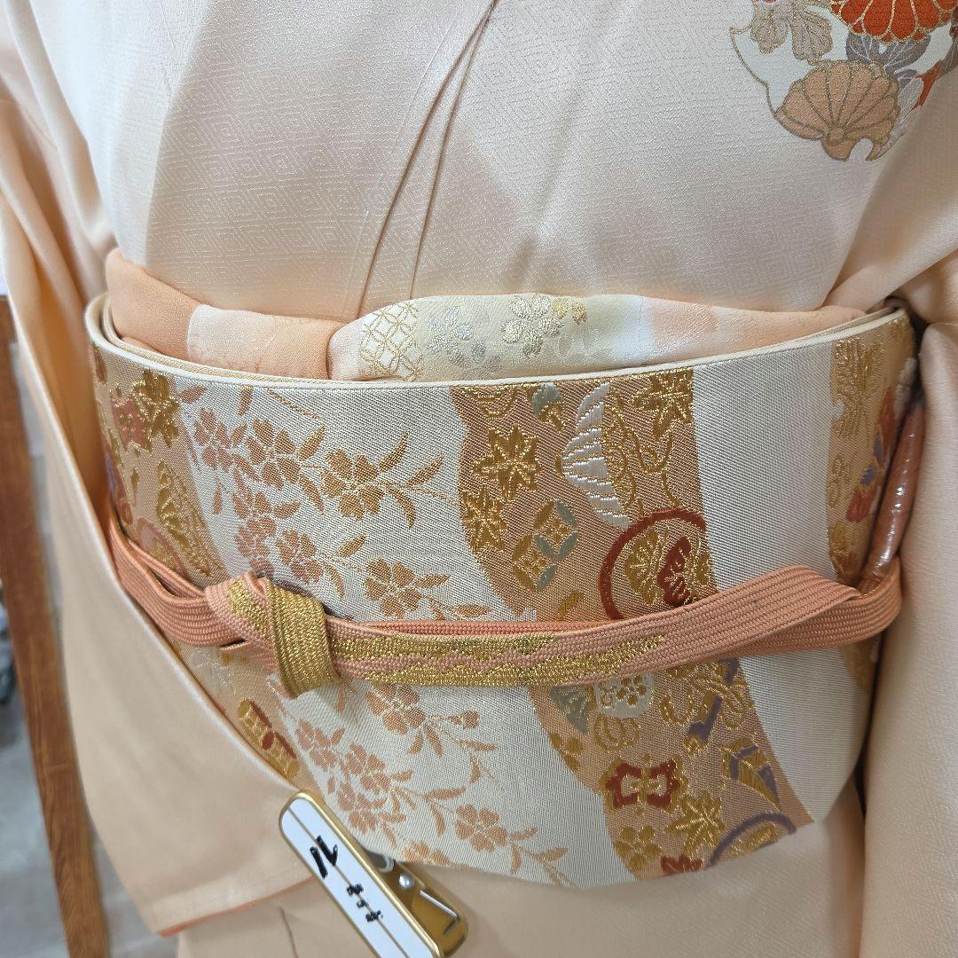 未使用、しつけ糸付き付け下げ訪問着4点フルセット、着物、袋帯、帯締め、帯揚げ