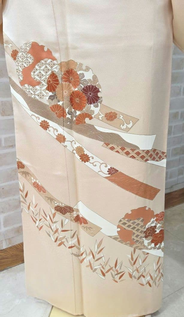 未使用、しつけ糸付き付け下げ訪問着4点フルセット、着物、袋帯、帯締め、帯揚げ