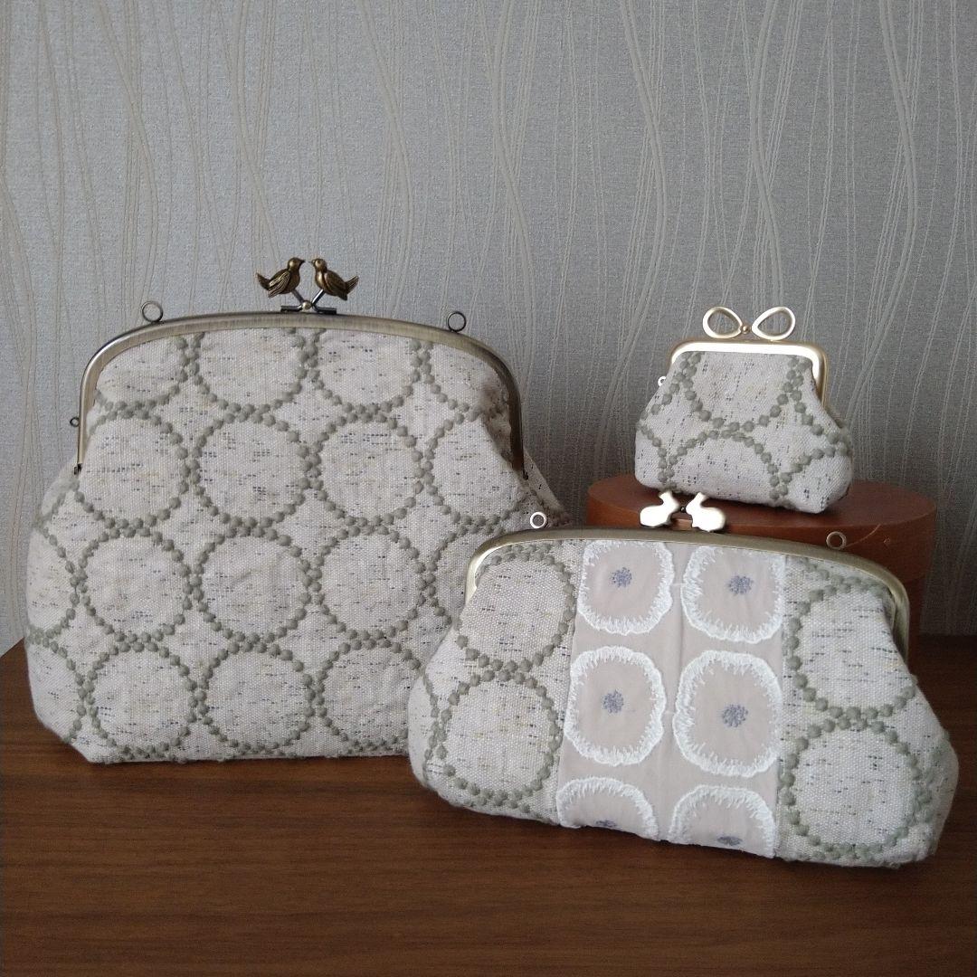 【ラスト1】タンバリン小鳥の口金親子がま口バッグ/ミナペルホネンハンドメイド