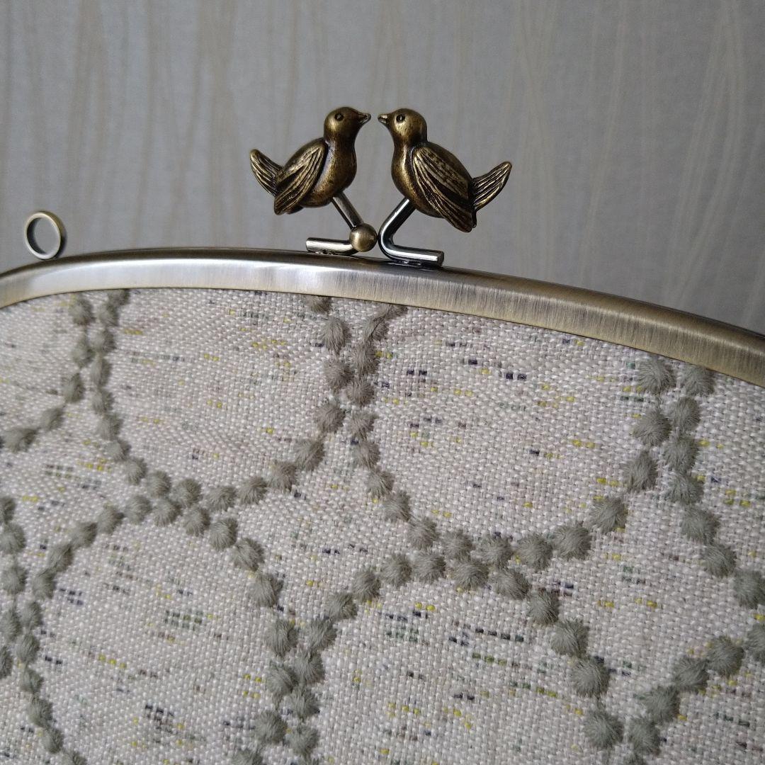 【ラスト1】タンバリン小鳥の口金親子がま口バッグ/ミナペルホネンハンドメイド