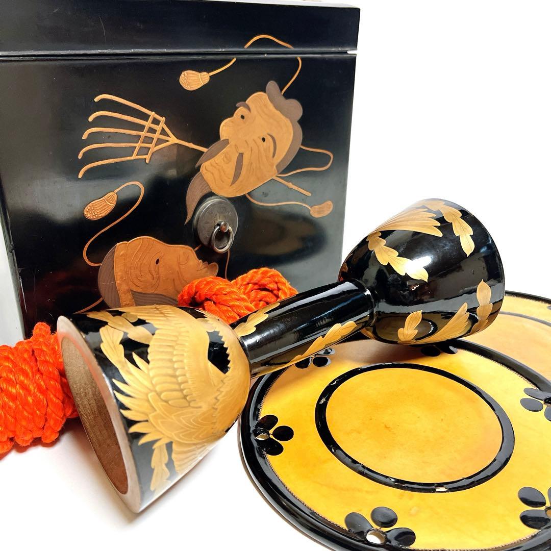 【蔵出し・希少】鼓　蒔絵　小鼓　胴　和楽器　漆塗り　伝統芸能　能 歌舞伎　鳳凰紋
