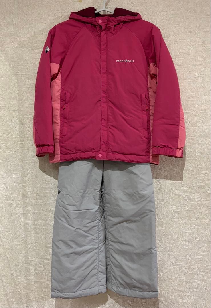 極美品＊モンベル パウダーライト ジャケット・ビブ スキーウェア上下セット140