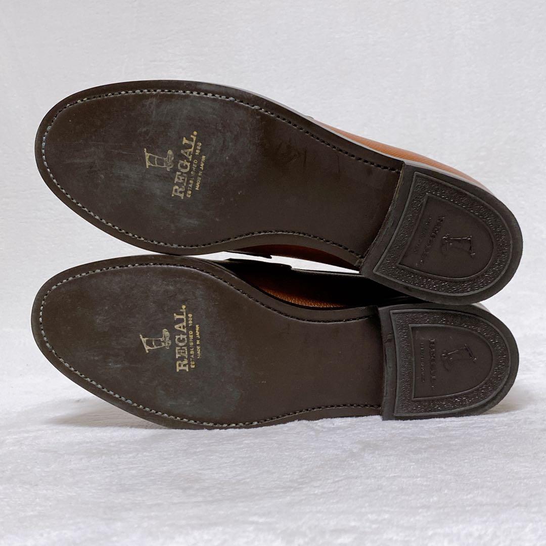 美品　REGAL　ローファー　ブラウン　27cm　シボ革　JJ16　レザー
