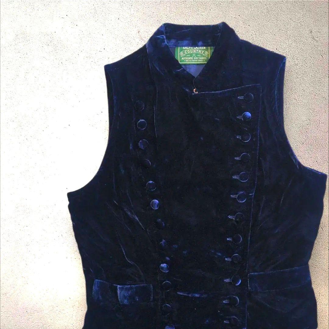 希少VintageRalphLaurenベストネイビーベロア　ナポレオンベスト