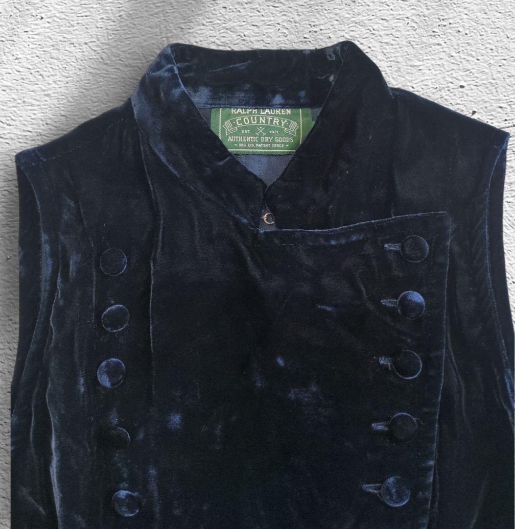 希少VintageRalphLaurenベストネイビーベロア　ナポレオンベスト