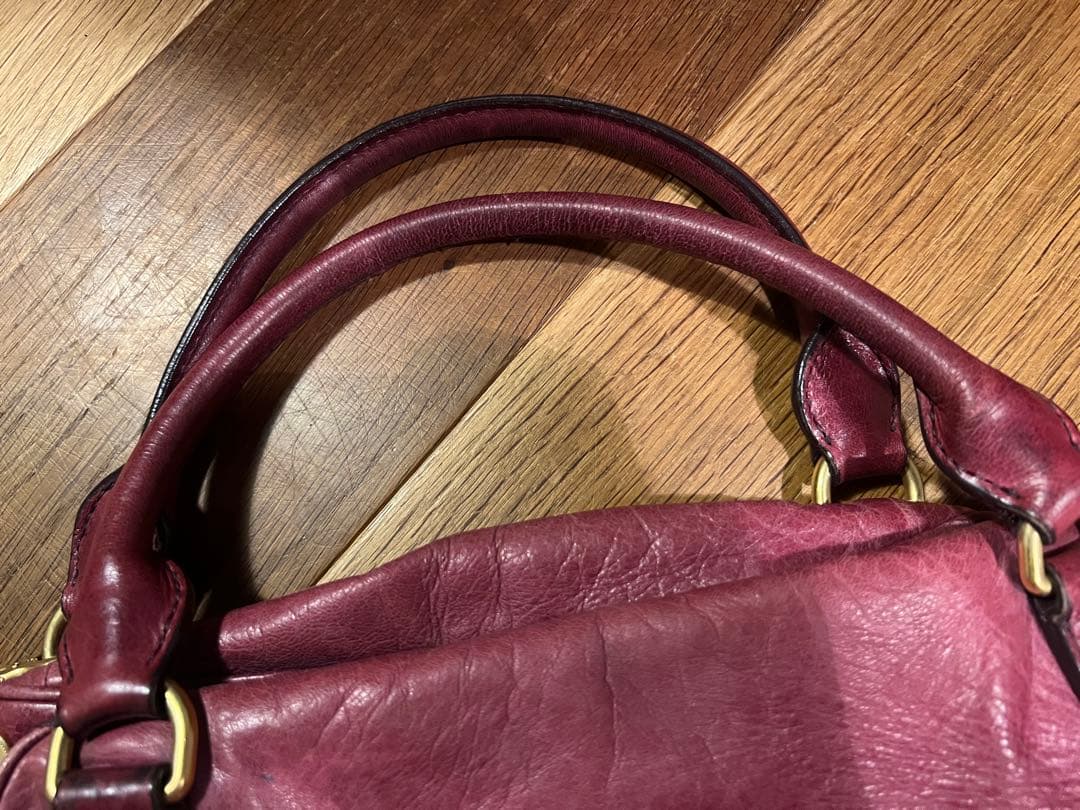 Miu Miu バーガンディレザー ハンドバッグ