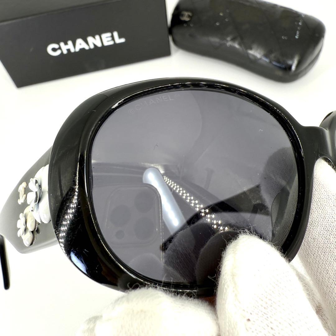 CHANEL サングラス カメリア ココマーク 5113 ブラック ホワイト 黒