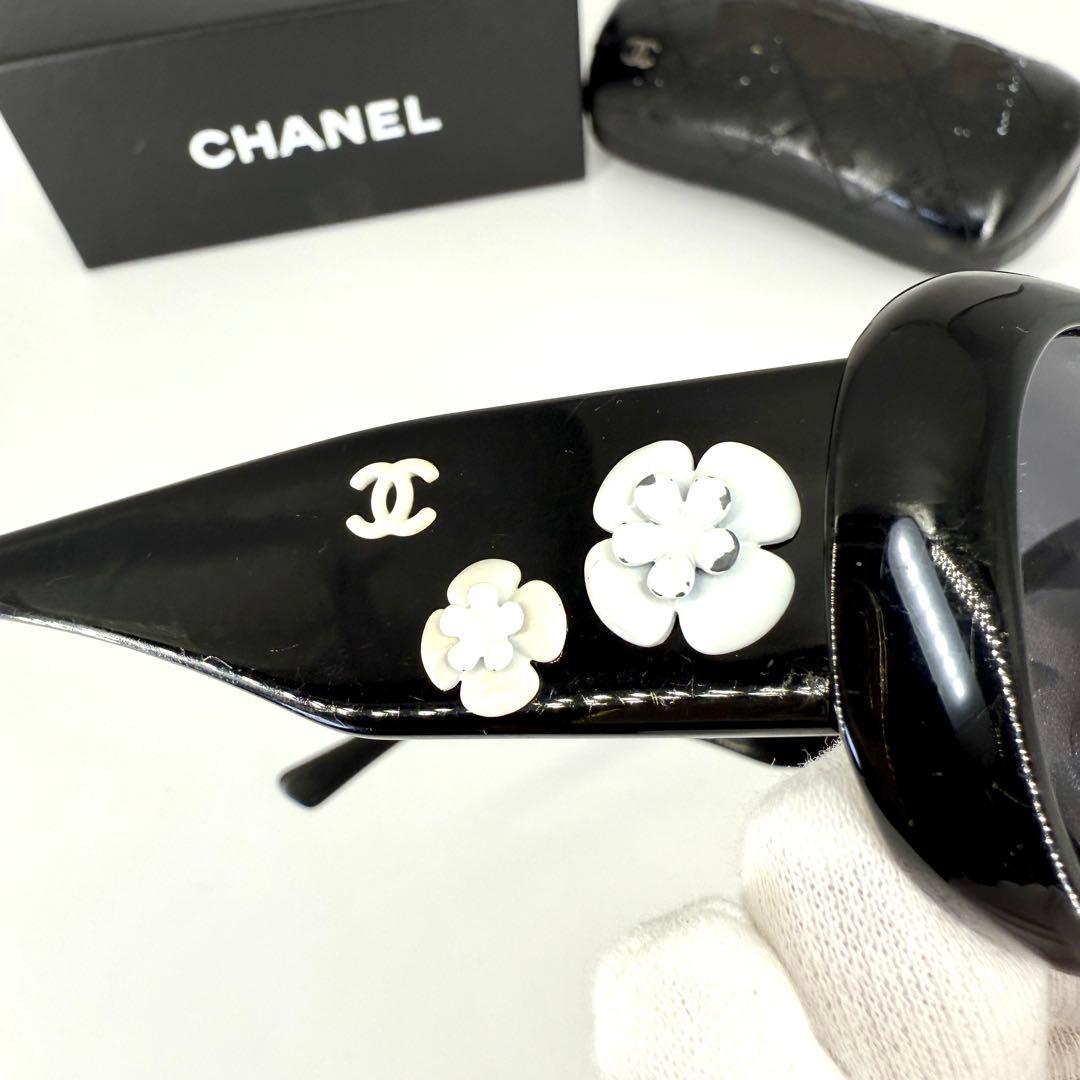 CHANEL サングラス カメリア ココマーク 5113 ブラック ホワイト 黒